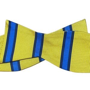 Brooks‎ Brothers Makers Vintage Silk Bow Tie Yellow Blue Repp Stripe Mens USA